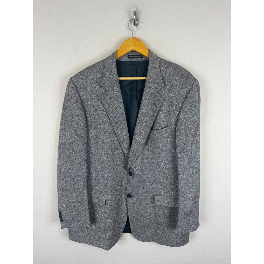 Gardiner of Selkirk Silk Wool Donegal Irish Tweed Blazer Grey Sport Coat 44 Reg